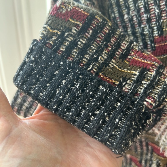 Vintage Winona Knits 80’s retro cardigan black burgundy Made in USA size large - Picture 4 of 8